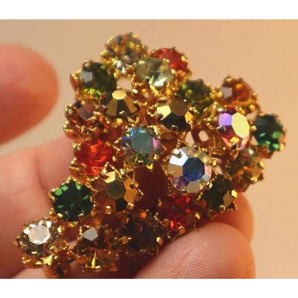 Vintage Rhinestone Austria Brooch Earrings Set - Picture 4 of 10